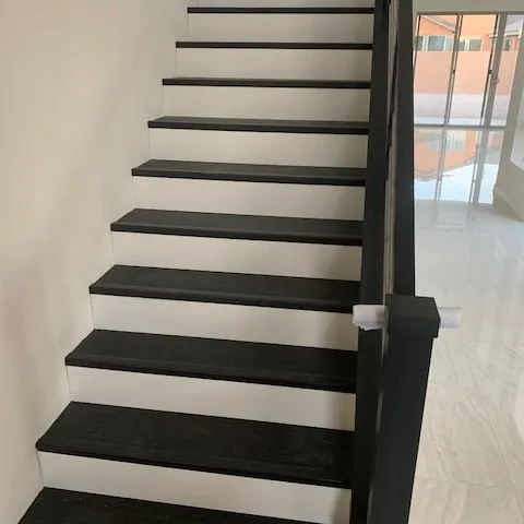 Black and white wood stairs