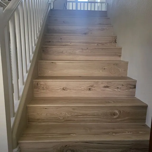 Hardwood flooring on stairs