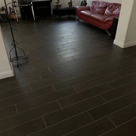 Dark laminate flooring in a NV home