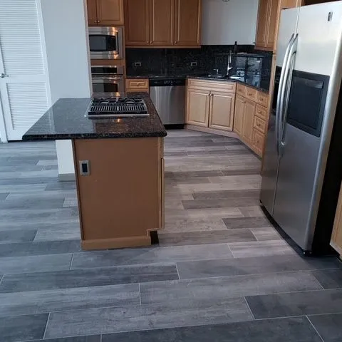 Kitchen with new wood floors